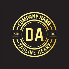 Professional simple Letter DA Circle Luxury Gold Color Vector Logo Template