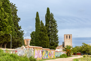 Madrid, Spain - September 17, 2023: medieval moorish church called Santa Maria la Antigua of the century XIII in Madrid, Spain
