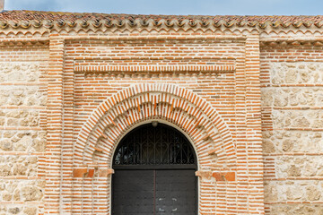 Madrid, Spain - September 17, 2023: medieval moorish church called Santa Maria la Antigua of the century XIII in Madrid, Spain