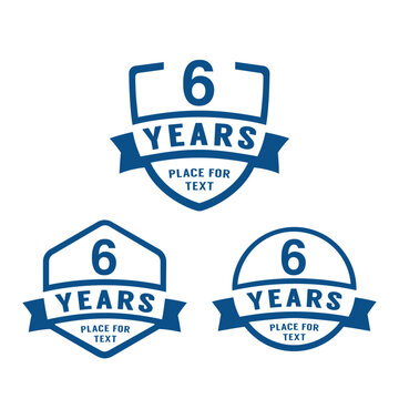 6 years anniversary celebration logotype. 6th anniversary logo collection. Set of anniversary design template. Vector illustration.