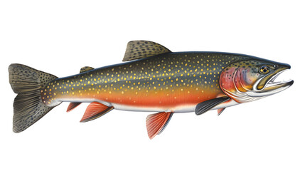 Brook Trout, realistic, side view, illustration, transparent png, no background, generative ai