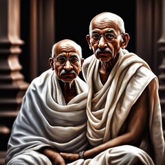 Mahatma gandi realistic and artistic image full hd beautiful. - obrazy, fototapety, plakaty