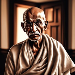 Mahatma gandi realistic and artistic image full hd beautiful. - obrazy, fototapety, plakaty