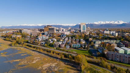 Aerial view of downtown Anchorage Alaska