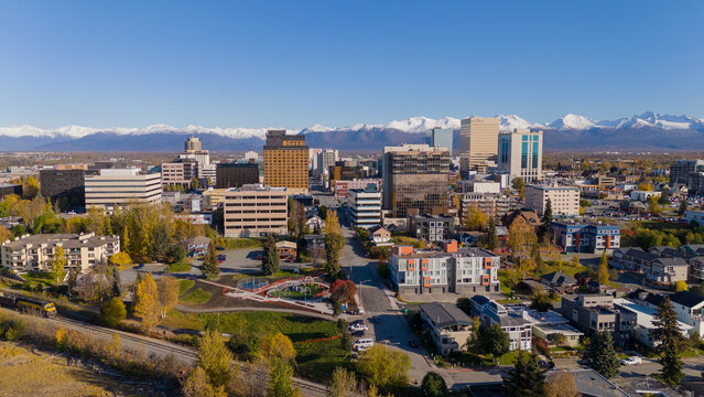 Downtown Anchorage Alaska in the fall