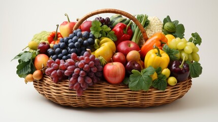 Colorful Harvest basket on white background,Desktop Wallpaper Backgrounds,Background HD For Designer