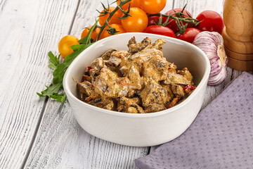 Roasted beef with cream sauce