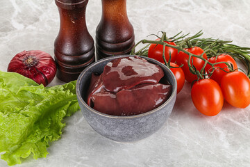 Raw turkey liver in a bowl ready for cooking