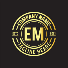 Professional simple Letter EM Circle Luxury Gold Color Vector Logo Template