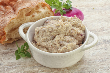 Jewish traditional cuisine herring mousse Forsmak