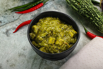 Indian cuisine - palak paneer cheese with spinach