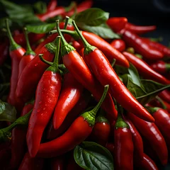 Keuken spatwand met foto Delicious red hot chili pepper pattern © Aliaksandra
