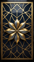 An AI generated image of a golden patterned frame with a flower on it.