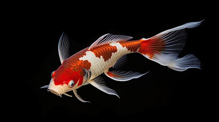Red white black koi fish