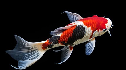 Red white black koi fish