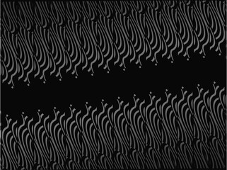 Black abstract background design. Modern wavy lines (guilloche curves) pattern in monochrome colors. Premium line texture for banner, business background. Dark horizontal vector template.