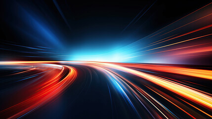 Abstract speed motion on the road at night, digital fractal art, 