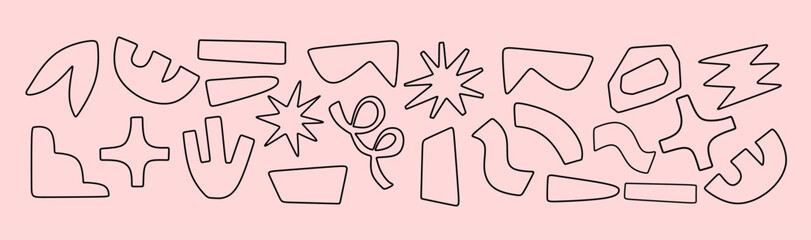 Abstract outline fun shapes illustration. Set of abstract outline fun shapes illustration