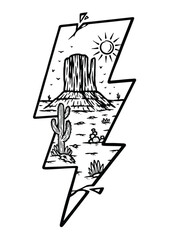 lightning bolt shape with desert view
