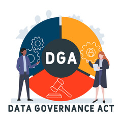 DGA - Data Governance Act acronym. business concept background.  vector illustration concept with keywords and icons. lettering illustration with icons for web banner, flyer, landing
