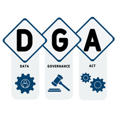 DGA - Data Governance Act acronym. business concept background.  vector illustration concept with keywords and icons. lettering illustration with icons for web banner, flyer, landing