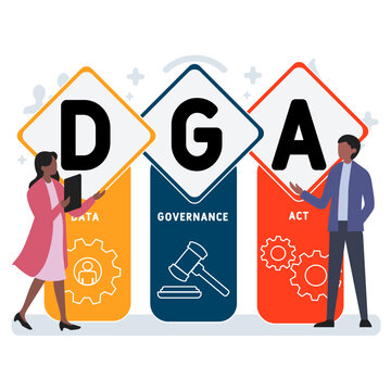 DGA - Data Governance Act acronym. business concept background.  vector illustration concept with keywords and icons. lettering illustration with icons for web banner, flyer, landing