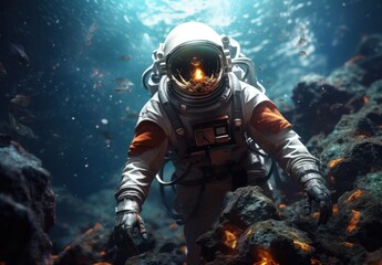 Obraz premium person in a mask underwater