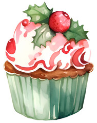 Christmas  Cupcake Party Beautiful Watercolor Cute