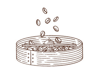 Coffee roaster machine with coffee beans