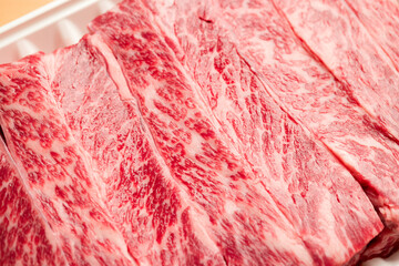 Slice of fresh beef in package