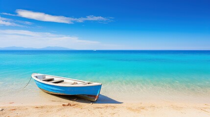 Fototapeta na wymiar Small boat with beach background