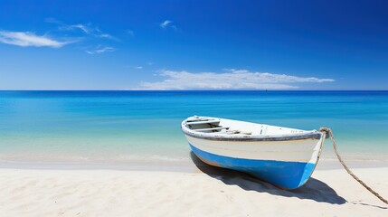 Small boat with beach background