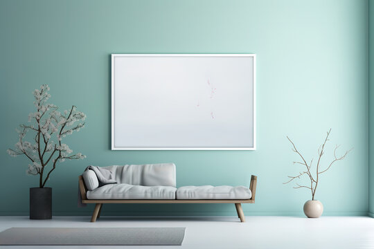 Minimalist interior, Zen frame mock-up provides a visual oasis of simplicity and calm