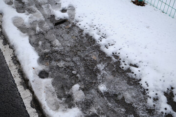 冬の滑りそうな足元