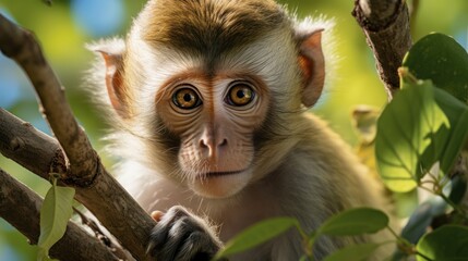 Fototapeta premium A charming monkey thrives in Thailands