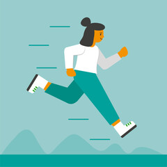 The man is in a hurry. Run. Vector illustration in flat style

