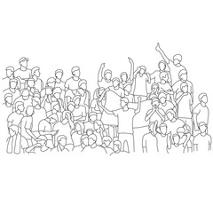 crowd people on stadium illustration vector hand drawn isolated on white background