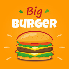 Delicious burger, hamburger. Vector illustration