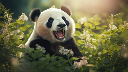 Cheerful panda in China