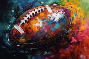 Colorful abstract acrylic American football. Generative AI