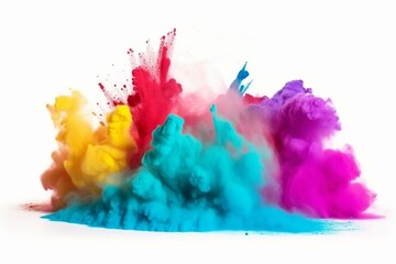 Fototapeta na wymiar Vibrant burst of colorful powder on a white background. Generative AI