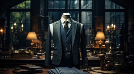 Elegant suit in a tailor studio