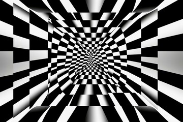 Black and white optical illusion in a square pattern. Generative AI