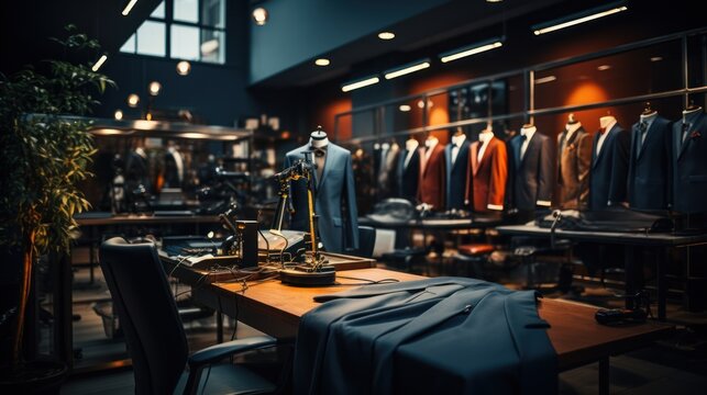 Elegant suit in a tailor studio