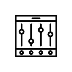 Equalizer cinema icon with black outline style. cinema, symbol, entertainment, movie, film, microphone, stage. Vector Illustration