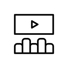 Theatre cinema icon with black outline style. theater, entertainment, show, opera, stage, red, performance. Vector Illustration