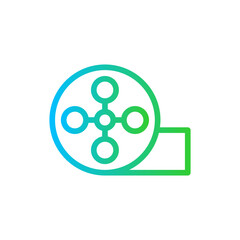 Cinema reel cinema icon with blue and green gradient outline style. movie, cinema, film, video, tape, reel, entertainment. Vector Illustration
