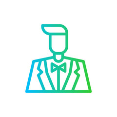 Actor cinema icon with blue and green gradient outline style. actor, stage, acting, entertainment, art, play, show. Vector Illustration