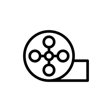 recommend clip art: Cinema reel cinema icon with black outline style. movie, cinema, film, video, tape, reel, entertainment. Vector Illustration