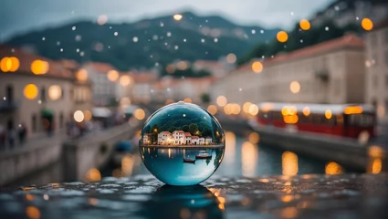 Fotobehang Venice, gondola. Sight trough the glass ball © ArtistiKa